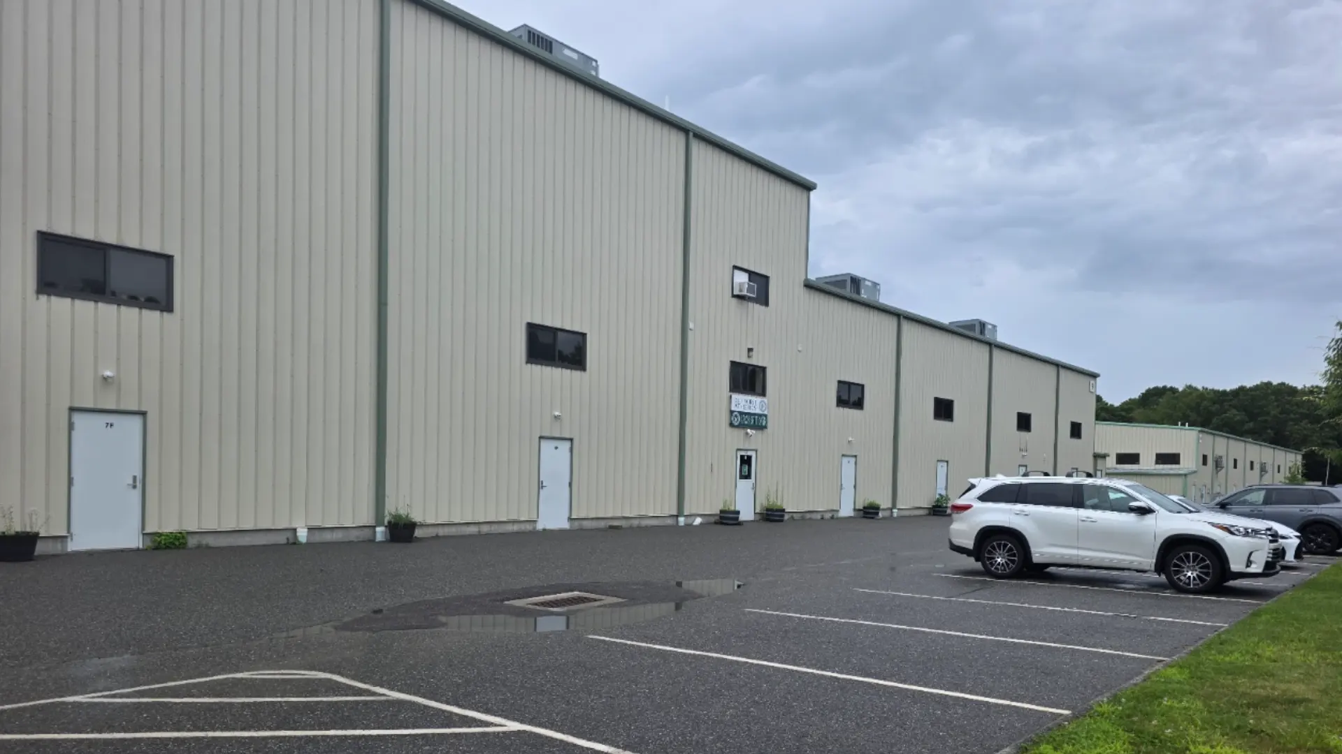 Exterior and parking lot of O.N. Athletics on Flanders Road in Mystic, CT