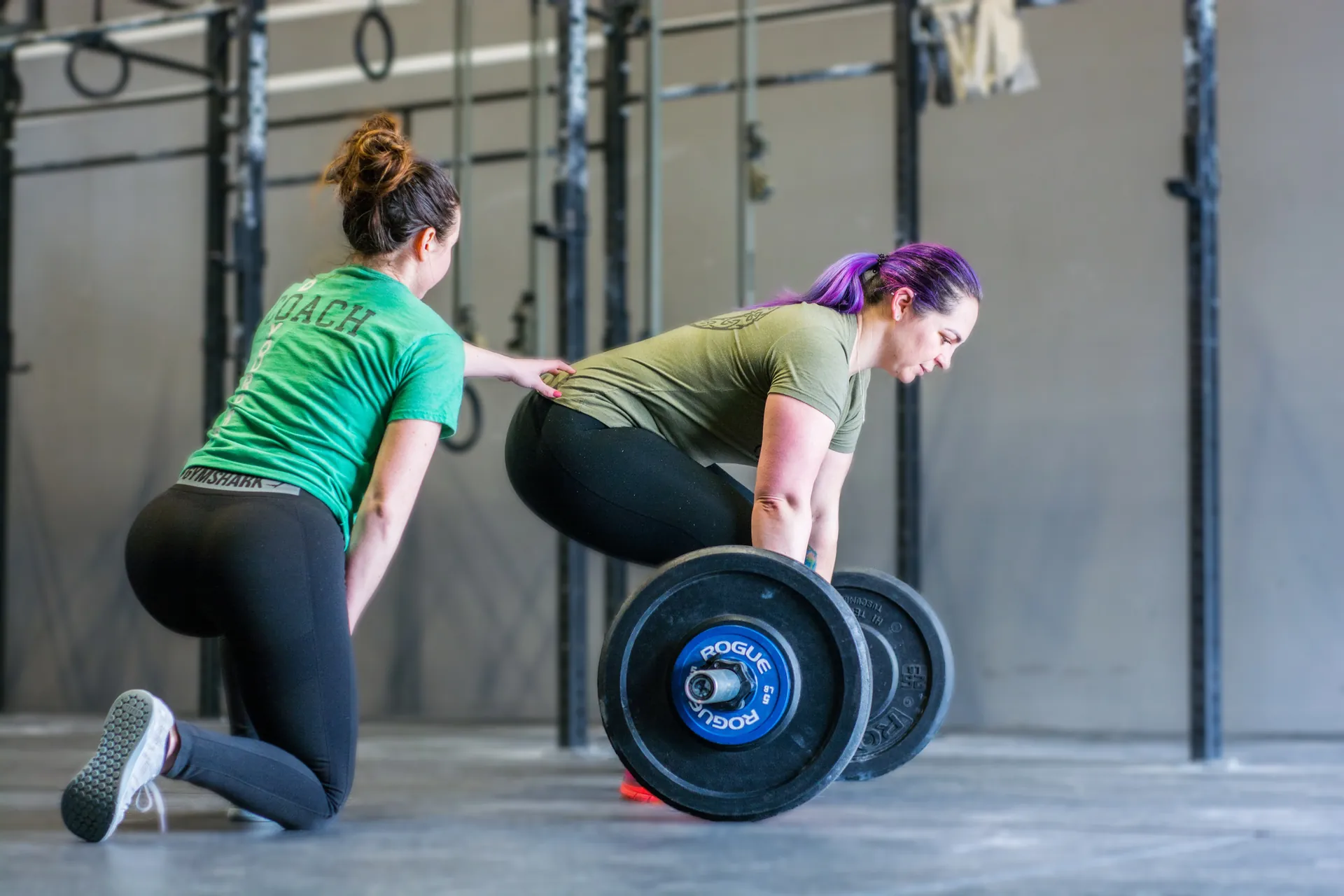 Coach working one on one with a member during personal training at O.N. Athletics in Mystic, CT